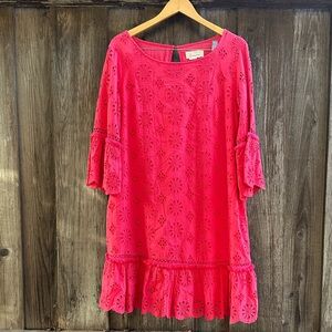 Stunning Eyelet Dress with Ruffle Sleeves